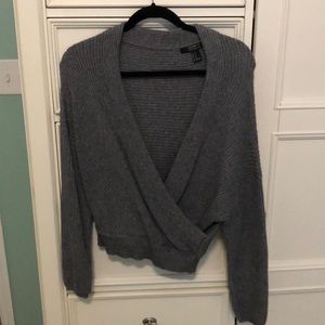 Gray wrap over sweater